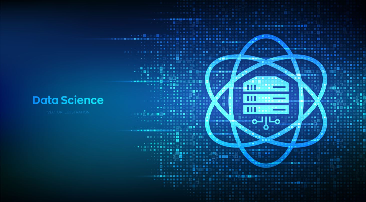 Billede af algoritmer, koder og ordet data science